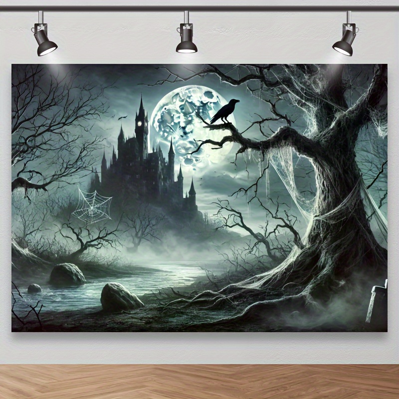 Photography Dark Cloth - Tissu de fond d'Halloween Ghost Castle