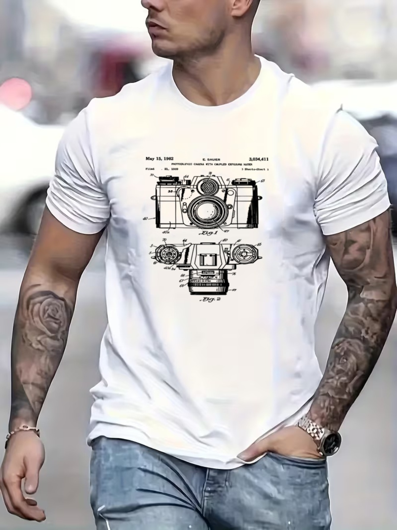 Photography Sim - T-shirt imprimé pour homme avec motif